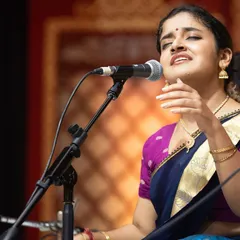 Lost in the melody during a performance at Narada Gana Sabha. These are the moments I live for, where the music takes over completely. This is a glimpse into the deep emotional connection I strive to build in every solo concert.