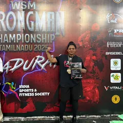 A proud moment for me at the WSM Strongman Championship in Tamil Nadu. This is the result of endless hours of training and dedication.