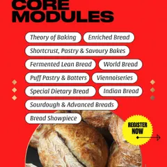 Here are the core modules for our 4-week Artisanal Breads program. This comprehensive curriculum covers the theory of baking, enriched breads, puff pastry, viennoiserie, sourdough, and even a bread showpiece, ensuring you graduate with a complete skill set.