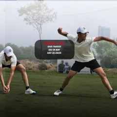 After the pickup, it's about a quick transfer and load. The body turns side-on to generate power, and the back leg is loaded, ready to push off and throw. This quick transition is what creates run-outs.