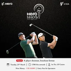 Promotional Poster for the Hero Shot Event: The Hero Indian Open week kicks off at our facility with exciting events like the 'Hero Shot'. This skills shootout features top players in a fun, knockout format that is free for spectators to enjoy.