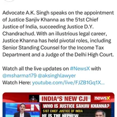 I joined a NewsX debate to discuss the appointment of the 51st Chief Justice of India, offering perspective on his legal career and the significance of the appointment.