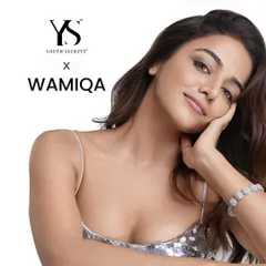 This is a clean and polished commercial headshot of actress Wamiqa Gabbi for a beauty brand collaboration. The focus here was on creating a soft, approachable look with flawless lighting to highlight the product naturally.