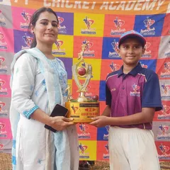 Arnav Shelar receives the prestigious Man of the Series award for his exceptional all-round performance in the U-12 tournament.
