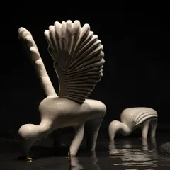 The Pakhru Collection, meaning 'bird' in Marathi, is a story of family. These swan sculptures, crafted from terrazzo with mother-of-pearl, represent grace and connection. They are not just chairs; they are art pieces that bring a sense of quiet elegance and togetherness to a room.