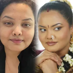 Another beautiful self-makeup transformation. In my workshops, I teach you how to achieve a polished, festive look that enhances your natural features.