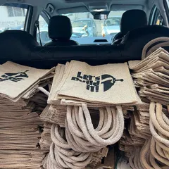 We believe in getting every detail right, right down to the packaging. These beautiful and sturdy jute bags with our "Let's Build It!" motto are all ready for dispatch with our kits.