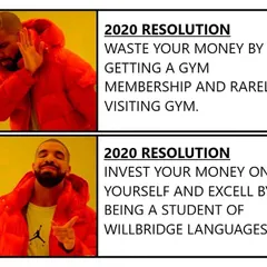 A humorous take on New Year's resolutions. Investing in your skills, like learning English, is an investment in yourself that pays off far more than a gym membership you don't use.