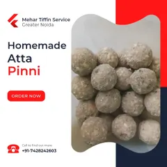 A winter special, our homemade Atta Pinni. These traditional Punjabi sweets are made with whole wheat flour, ghee, and nuts, offering a healthy and delicious taste of home.