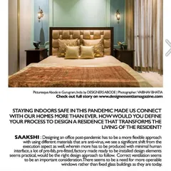 A snippet from Design Essentia magazine, where they covered our "Picturesque Abode" project. The article discusses our approach to designing post-pandemic, with a focus on flexibility and well-ventilated spaces.