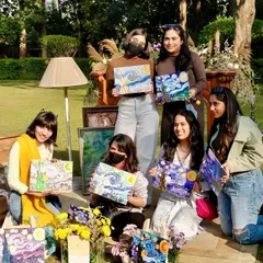 We bring the art party to you. Here’s a beautiful day spent painting Van Gogh's 'Starry Night' in an outdoor garden setting in Delhi. Perfect for a private gathering with friends or family.