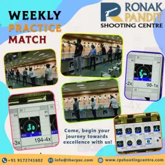 Our weekly practice matches are crucial for honing competitive skills. This collage shows our shooters in action and the electronic target analysis we use to provide instant, precise feedback for improvement.