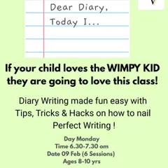 If your child loves the 'Wimpy Kid' series, they will love our 'Dear Diary' workshop. We make diary writing fun and easy for ages 8-10, with tips and tricks on how to nail perfect writing and build confidence in self-expression.