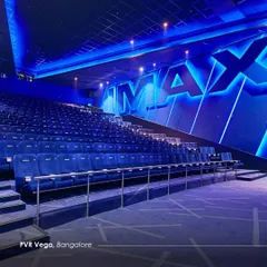 An immersive IMAX auditorium at PVR Vega, Bangalore, designed for the ultimate cinematic experience. The design focuses on powerful acoustics and dramatic lighting to fully engage the audience, showcasing my expertise in specialized venue architecture.