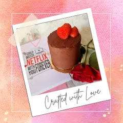 A sweet treat for your special someone. This is my Valentine's Day bento cake, a rich chocolate ganache cake for two, styled with a romantic "Netflix with you forever" card and a red rose.