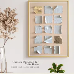 Your home deserves art that is uniquely you. This framed piece uses folded paper and gold leaf to create a minimal yet impactful design, custom-made to complement a modern and serene interior.