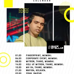 My gig calendar for March, showing a packed schedule across multiple cities and event types, including club nights and corporate events. This shows my demand and versatility.