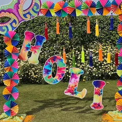 A closer look at the custom Holi photo booth I designed. The colorful letters and festive mask create a fun and interactive spot for employees.