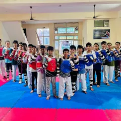 A group of my young champions, geared up and ready for sparring practice. The future of Indian taekwondo is right here.