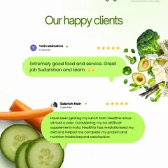 Our community trusts us to deliver. These customers praise our "extremely good food and service" and how Healthio has "revolutionised" their diet and helped them complete their protein and nutrition intake.