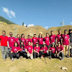 Our trekking team united in our matching Aayana shirts. This journey through the Himalayas was a test of endurance and a celebration of community spirit.