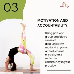 An infographic highlighting how being part of a group class provides motivation and accountability, helping you maintain consistency in your practice.