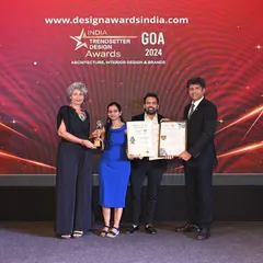 Here is our team accepting the Trendsetter Design Award in Goa. This recognition is a testament to our entire team's hard work and dedication to excellence in interior design.