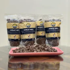 Here’s a closer look at our Stray Mix, both in the pack and ready to serve. It's a hearty, minced blend of meat and organs with no grain, fillers, or junk. What you see is exactly what you get: pure, human-grade nutrition.