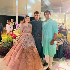 With the bride and groom, Shreya and Supraj, at their stunning sangeet. Seeing my clients happy and confident on their big day is the best part of my job.