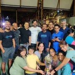 Parents and supporters celebrating with the MCHS U16 Girls team after their successful run in the State Championship.