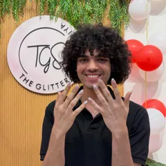 Absolutely love seeing happy clients! Nails are for everyone, and it was a pleasure creating this clean, shimmery look for him.