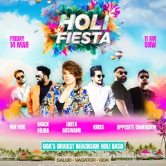 This is the full lineup poster for our 'Holi Fiesta' at Salud in Goa. By securing a lineup of popular celebrity DJs, I ensure high footfall and media attention, maximizing the value for any sponsoring brand.