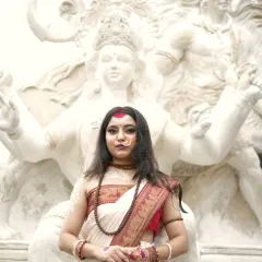 More than just a photo, this is a conceptual portrait that tells a story of divinity and strength. This Maha Shivaratri themed shoot blends traditional attire with powerful symbolism, creating a visual that is both spiritual and artistic.