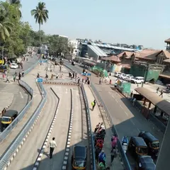 An elevated view of the completed Bandra Station project. This perspective clearly shows the new, organized traffic lanes, dedicated pedestrian zones, and improved flow that replaced the previous congestion, directly benefiting the thousands of daily commuters.