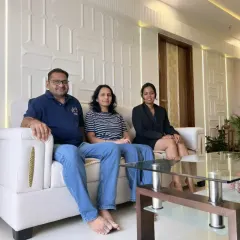 The best part of my job is seeing my clients happy in their new home. Here I am with the wonderful couple from my Andheri East 3BHK project.