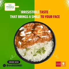 A close up of our Paneer Tikka Masala Rice Bowl. This dish features soft paneer in a flavourful gravy, offering an irresistible taste that makes for a perfect single serving meal.