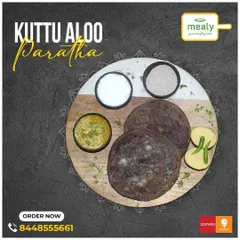 For those who prefer parathas, my Kuttu Aloo Paratha is a perfect choice. It's a wholesome and filling option for your vrat, served with a side of curd and vrat-friendly chutney.