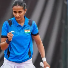 Rutuja Bhosale showing her competitive fire on the court. Having a player of her caliber training at our academy inspires all our athletes to aim higher.