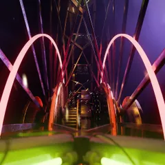 A first-person perspective of a neon-lit Ferris wheel from my "Karnival" series. Environmental shots like this are effective as atmospheric backdrops for a live show, setting a distinct and immersive mood.