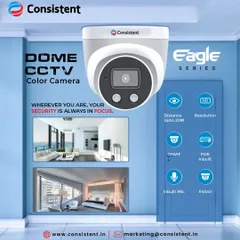 From our Eagle Series, this Dome CCTV Color Camera ensures your indoor security is always in focus. It provides sharp resolution with coverage up to 20 meters and includes an inbuilt microphone and POE for a clean, professional installation.