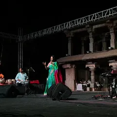 Performing at the magnificent Hampi Utsav, with the ancient stone architecture as our witness. The history and energy of this place add a unique depth to every note sung on its stage.