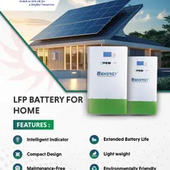 We offer a complete energy solution for your home with our LFP batteries. This visual highlights the key features that deliver peace of mind, including extended battery life, a lightweight build for easy handling, and maintenance-free operation for a 'fit and forget' experience.