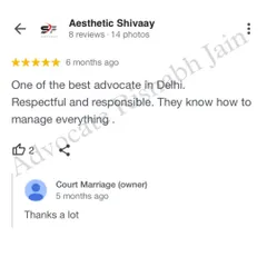 Client satisfaction is my biggest motivation. This feedback from a happy client highlights my commitment to being responsible and managing every aspect of a case with respect and care.