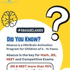 Did you know that Abacus is a mid-brain activation program? It is the key to building a strong foundation for competitive exams like JEE and NEET, where over 90% of problems involve mathematical problem-solving.