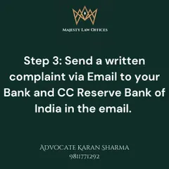 To formally hold your bank accountable, send a detailed complaint email to their head office. Including the RBI in the CC adds pressure and ensures your complaint is officially documented.