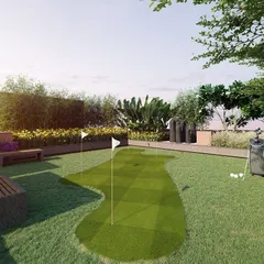 A rooftop mini-golf course offers a unique recreational outlet with stunning city views. We use high-quality turf and thoughtful landscaping to create a fun and challenging amenity for all ages.