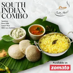 Experience the authentic taste of the South with our special combo. It includes soft Rava Idlis, flavorful Lemon Rice, and our signature Sambhar, served with two types of freshly made chutneys. A complete and light meal for any time of day.