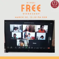 A snapshot from our successful free Hindi workshop! Our teacher Namrata did an amazing job, and we were so happy to see all the engaged students. We often repeat workshops for those who miss out.