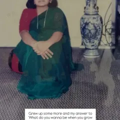 Another childhood photo where I was always drawn to being a teacher. This dream has been with me for a long time, and it's why I'm so passionate about helping others find their voice.