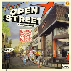 We turned Church Street, one of Bangalore's most iconic roads, into a vibrant street carnival. This poster, complete with a QR code for directions, was part of our campaign to guide the public to the festivities we organized.